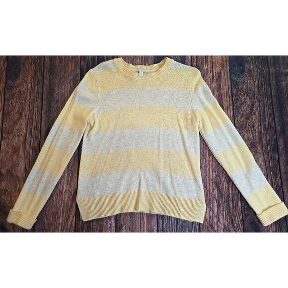 Gap Wool Blend Sweater Pullover Striped Yellow Long Sleeve Lightweight Women's M - Picture 2 of 13